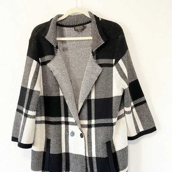 100% Merino Wool Pendleton Block Plaid  Coatigan Sweater Size Large - Picture 15 of 16